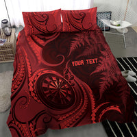 Personalised New Zealand Red Darts Bedding Set Maori Fern Curve Style LT05 - Polynesian Pride