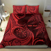 Personalised New Zealand Red Darts Bedding Set Maori Fern Curve Style LT05 - Polynesian Pride