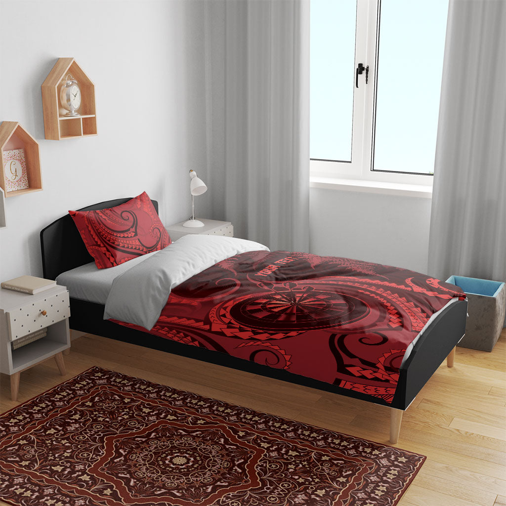 Personalised New Zealand Red Darts Bedding Set Maori Fern Curve Style LT05 - Polynesian Pride