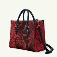 Personalised New Zealand Red Darts Leather Bag Maori Fern Curve Style LT05 Red - Polynesian Pride