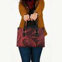 Personalised New Zealand Red Darts Leather Bag Maori Fern Curve Style LT05 - Polynesian Pride