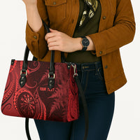 Personalised New Zealand Red Darts Leather Bag Maori Fern Curve Style LT05 - Polynesian Pride