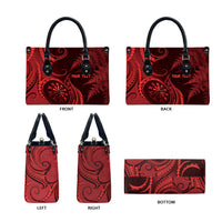 Personalised New Zealand Red Darts Leather Bag Maori Fern Curve Style LT05 - Polynesian Pride