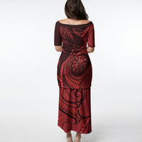 Personalised New Zealand Red Darts Puletasi Maori Fern Curve Style LT05 - Polynesian Pride