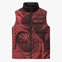 Personalised New Zealand Red Darts Sleeveless Puffer Jacket Maori Fern Curve Style LT05 Unisex Red - Polynesian Pride
