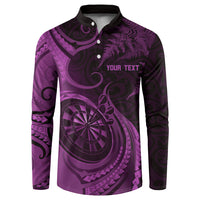 Personalised New Zealand Purple Darts Button Sweatshirt Maori Fern Curve Style LT05 Purple - Polynesian Pride