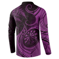 Personalised New Zealand Purple Darts Button Sweatshirt Maori Fern Curve Style LT05 - Polynesian Pride