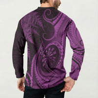 Personalised New Zealand Purple Darts Button Sweatshirt Maori Fern Curve Style LT05 - Polynesian Pride