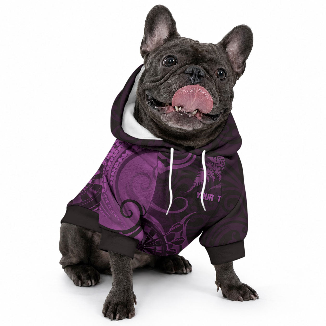 New Zealand Purple Darts Pet Hoodie Maori Fern Curve Style