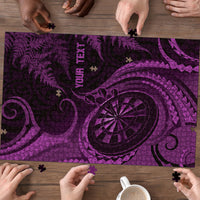 Personalised New Zealand Purple Darts Puzzle Maori Fern Curve Style LT05 - Polynesian Pride
