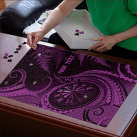 Personalised New Zealand Purple Darts Puzzle Maori Fern Curve Style LT05 - Polynesian Pride