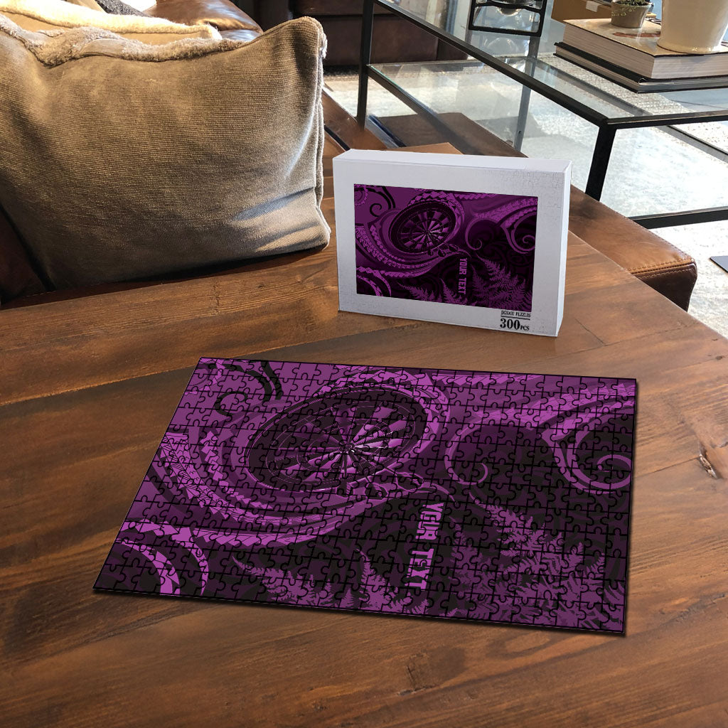 Personalised New Zealand Purple Darts Puzzle Maori Fern Curve Style LT05 - Polynesian Pride