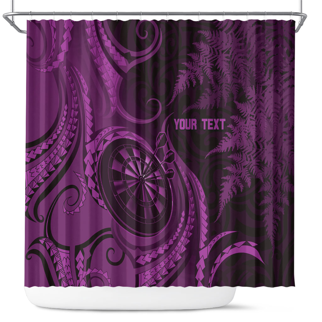 Personalised New Zealand Purple Darts Shower Curtain Maori Fern Curve Style
