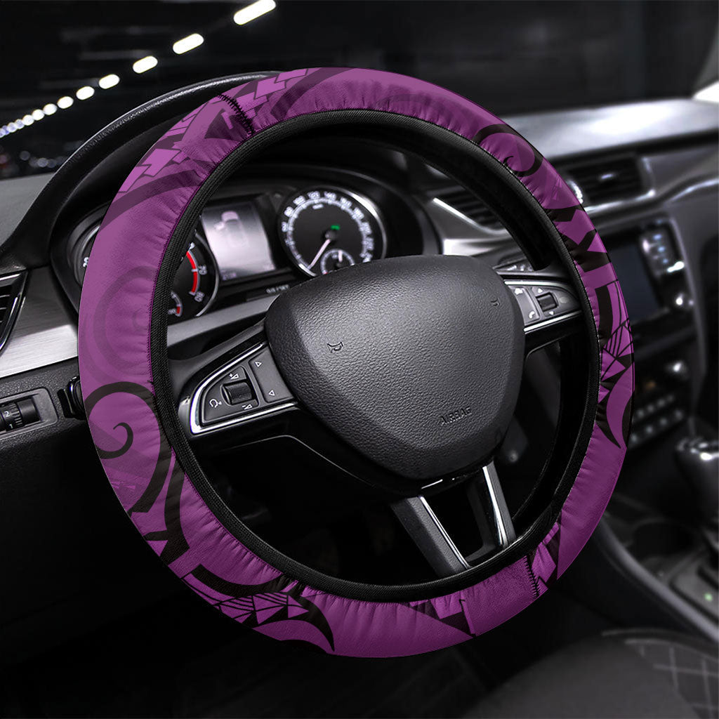 New Zealand Purple Darts Steering Wheel Cover Maori Fern Curve Style LT05 Universal Fit Purple - Polynesian Pride