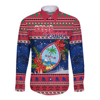 Guam Christmas Long Sleeve Button Shirt Guaman Seal Poinsettia Felis Pasgua LT05 Unisex Red - Polynesian Pride