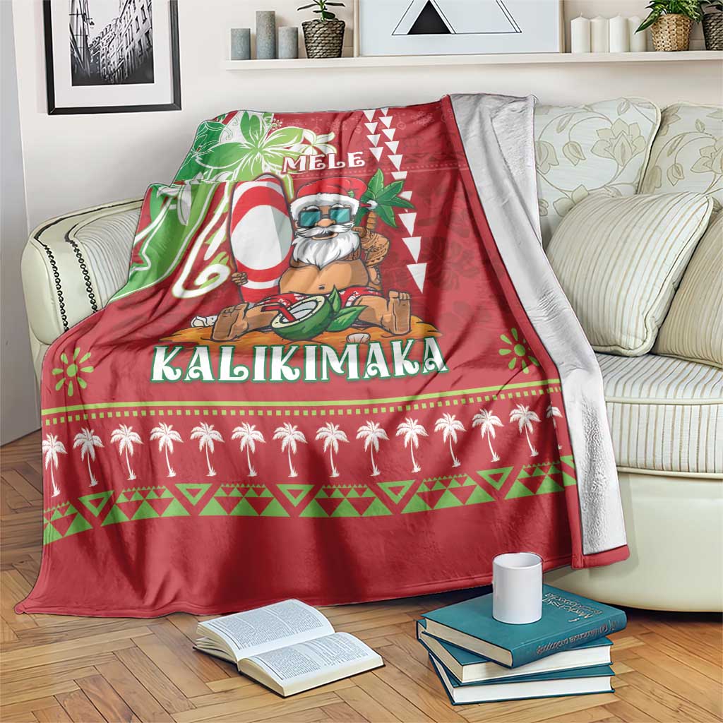 Hawaii Christmas Blanket Funny Santa Claus Surf Mele Kalikimaka LT05 Red - Polynesian Pride