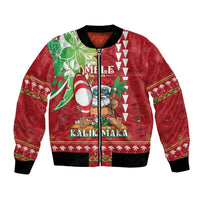 Personalised Hawaii Christmas Bomber Jacket Funny Santa Claus Surf Mele Kalikimaka LT05 Unisex Red - Polynesian Pride