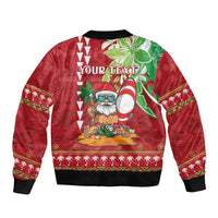 Personalised Hawaii Christmas Bomber Jacket Funny Santa Claus Surf Mele Kalikimaka LT05 - Polynesian Pride