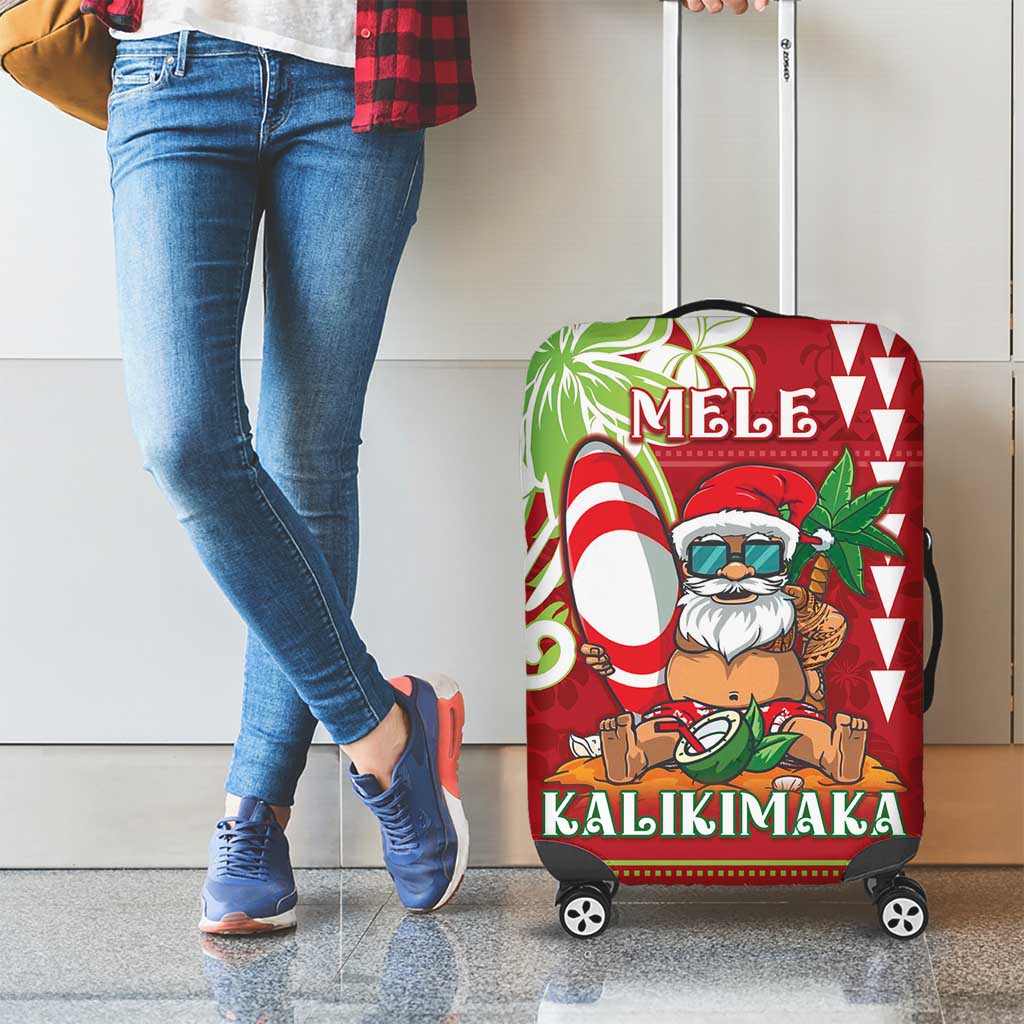 Hawaii Christmas Luggage Cover Funny Santa Claus Surf Mele Kalikimaka LT05 - Polynesian Pride