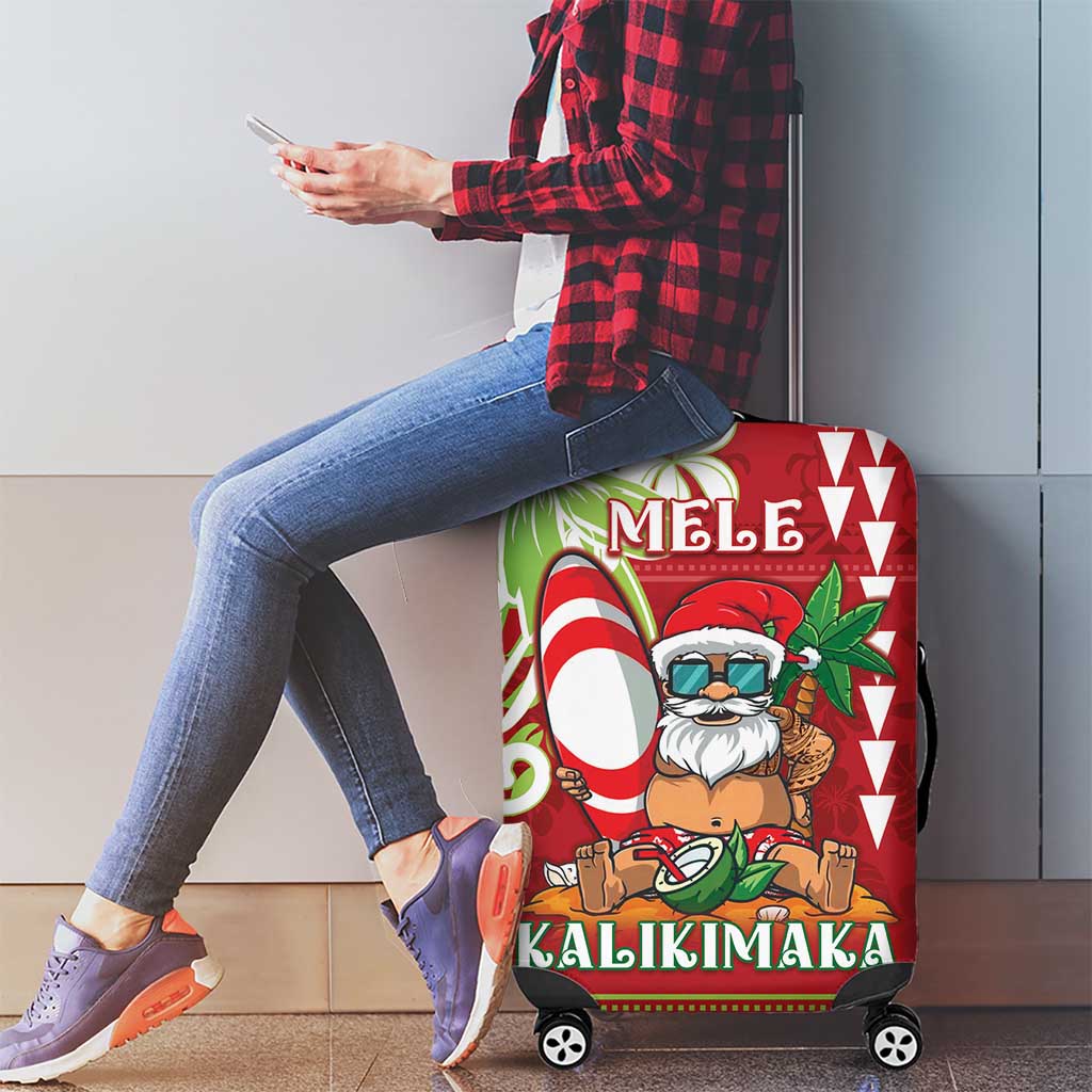 Hawaii Christmas Luggage Cover Funny Santa Claus Surf Mele Kalikimaka LT05 - Polynesian Pride