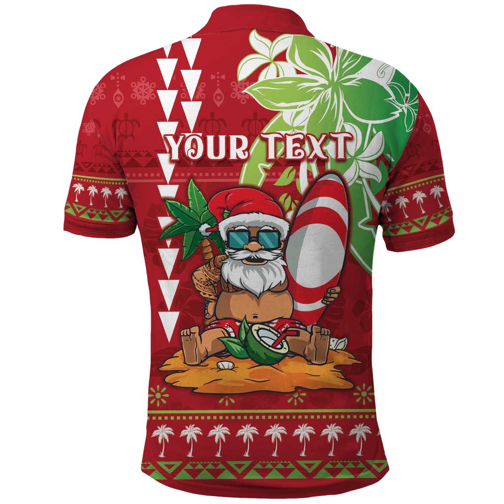 Personalised Hawaii Christmas Polo Shirt Funny Santa Claus Surf Mele Kalikimaka LT05 - Polynesian Pride