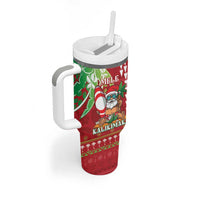 Personalised Hawaii Christmas Tumbler With Handle Funny Santa Claus Surf Mele Kalikimaka LT05 - Polynesian Pride