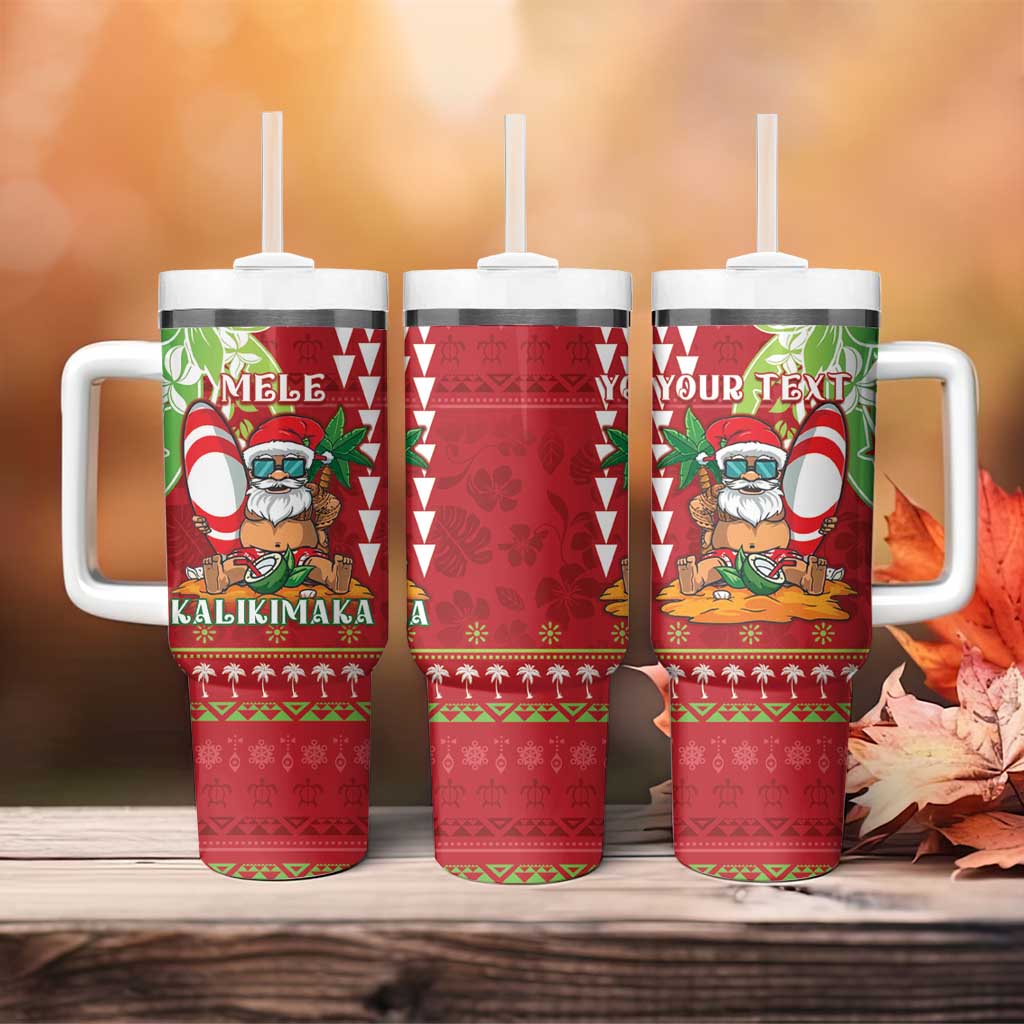 Personalised Hawaii Christmas Tumbler With Handle Funny Santa Claus Surf Mele Kalikimaka LT05 - Polynesian Pride