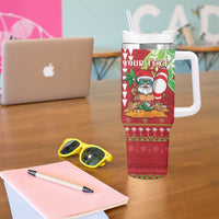 Personalised Hawaii Christmas Tumbler With Handle Funny Santa Claus Surf Mele Kalikimaka LT05 - Polynesian Pride