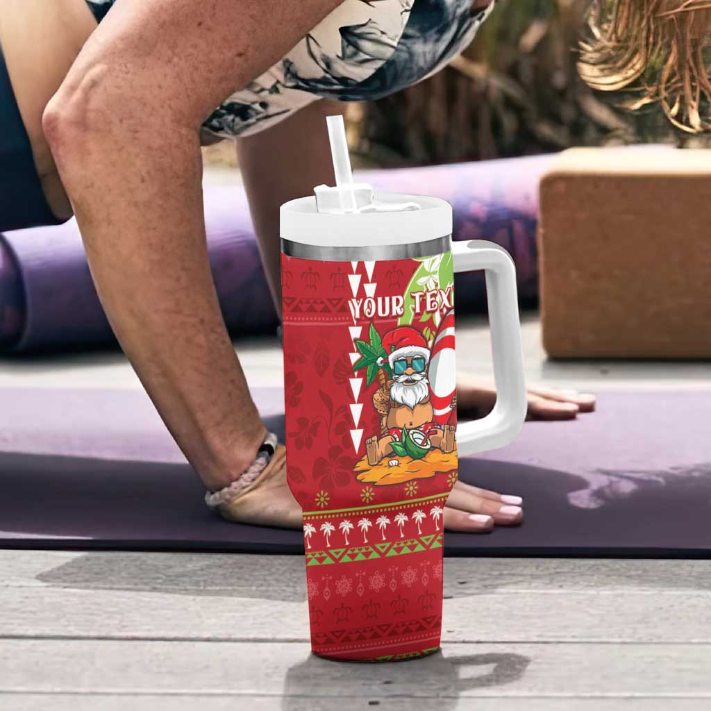 Personalised Hawaii Christmas Tumbler With Handle Funny Santa Claus Surf Mele Kalikimaka LT05 - Polynesian Pride