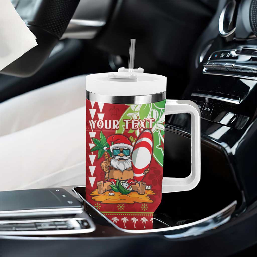 Personalised Hawaii Christmas Tumbler With Handle Funny Santa Claus Surf Mele Kalikimaka LT05 - Polynesian Pride