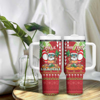Personalised Hawaii Christmas Tumbler With Handle Funny Santa Claus Surf Mele Kalikimaka LT05 - Polynesian Pride