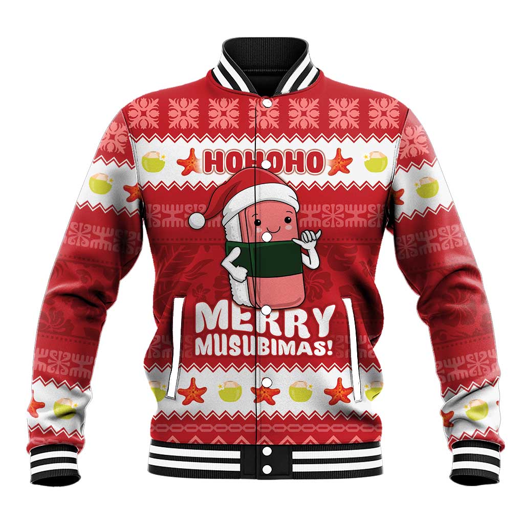 Hawaii Funny Christmas Baseball Jacket Spam Musubi Santa LT05 Unisex Red - Polynesian Pride