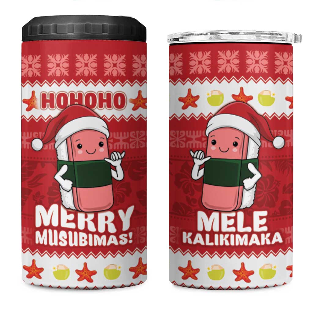 Hawaii Funny Christmas 4 in 1 Can Cooler Tumbler Spam Musubi Santa LT05 One Size: 16 oz Red - Polynesian Pride