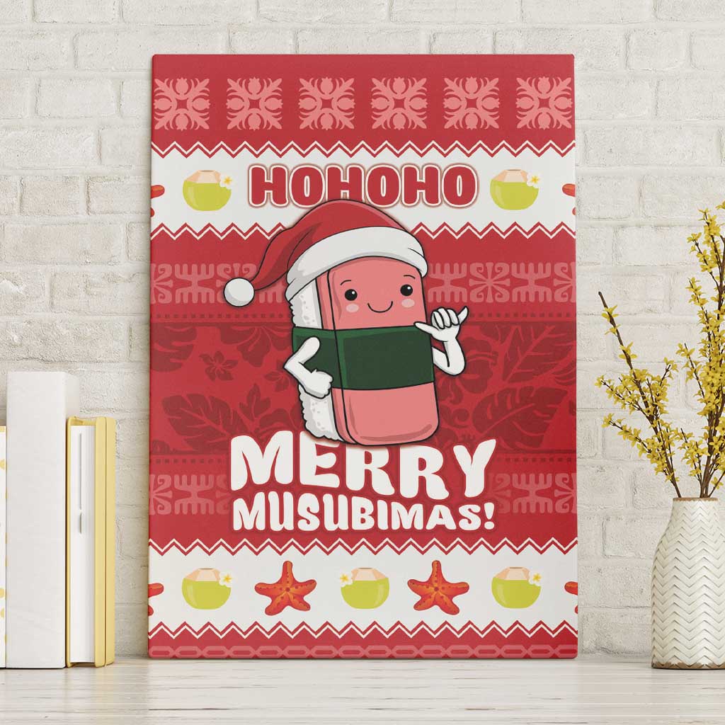 Hawaii Funny Christmas Canvas Wall Art Spam Musubi Santa LT05 Without Frame Red - Polynesian Pride