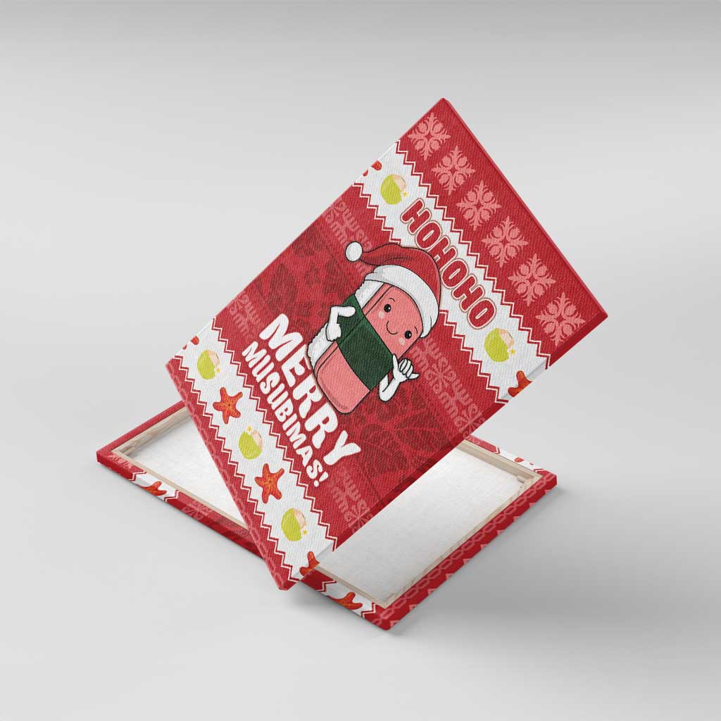 Hawaii Funny Christmas Canvas Wall Art Spam Musubi Santa LT05 With Frame Red - Polynesian Pride