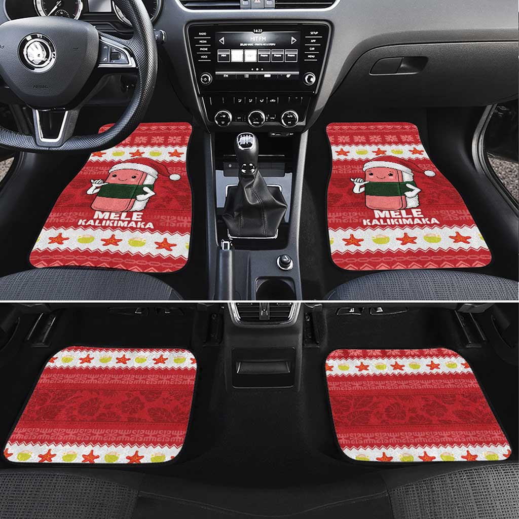 Hawaii Funny Christmas Car Mats Spam Musubi Santa LT05 Set 4pcs Red - Polynesian Pride