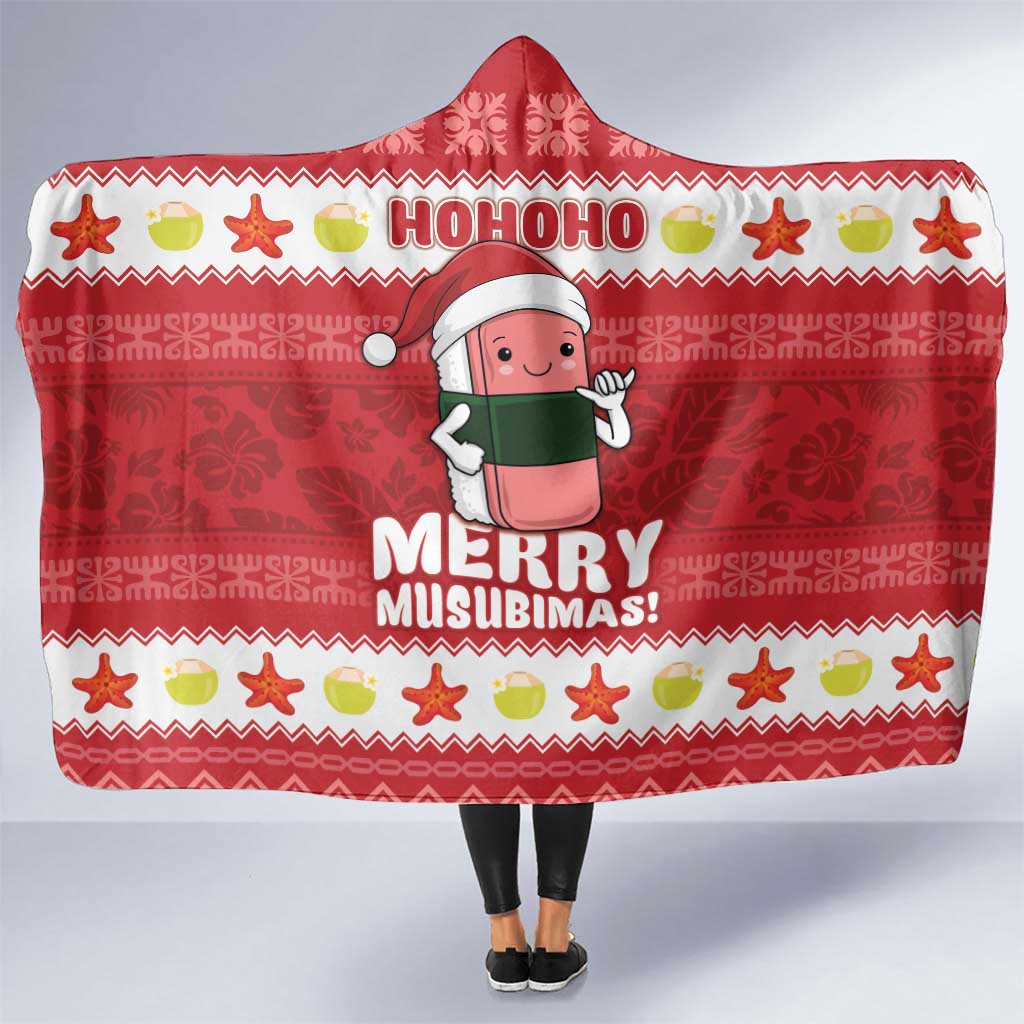 Hawaii Funny Christmas Hooded Blanket Spam Musubi Santa LT05 One Size Red - Polynesian Pride