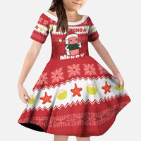 Hawaii Funny Christmas Kid Short Sleeve Dress Spam Musubi Santa LT05 KID Red - Polynesian Pride