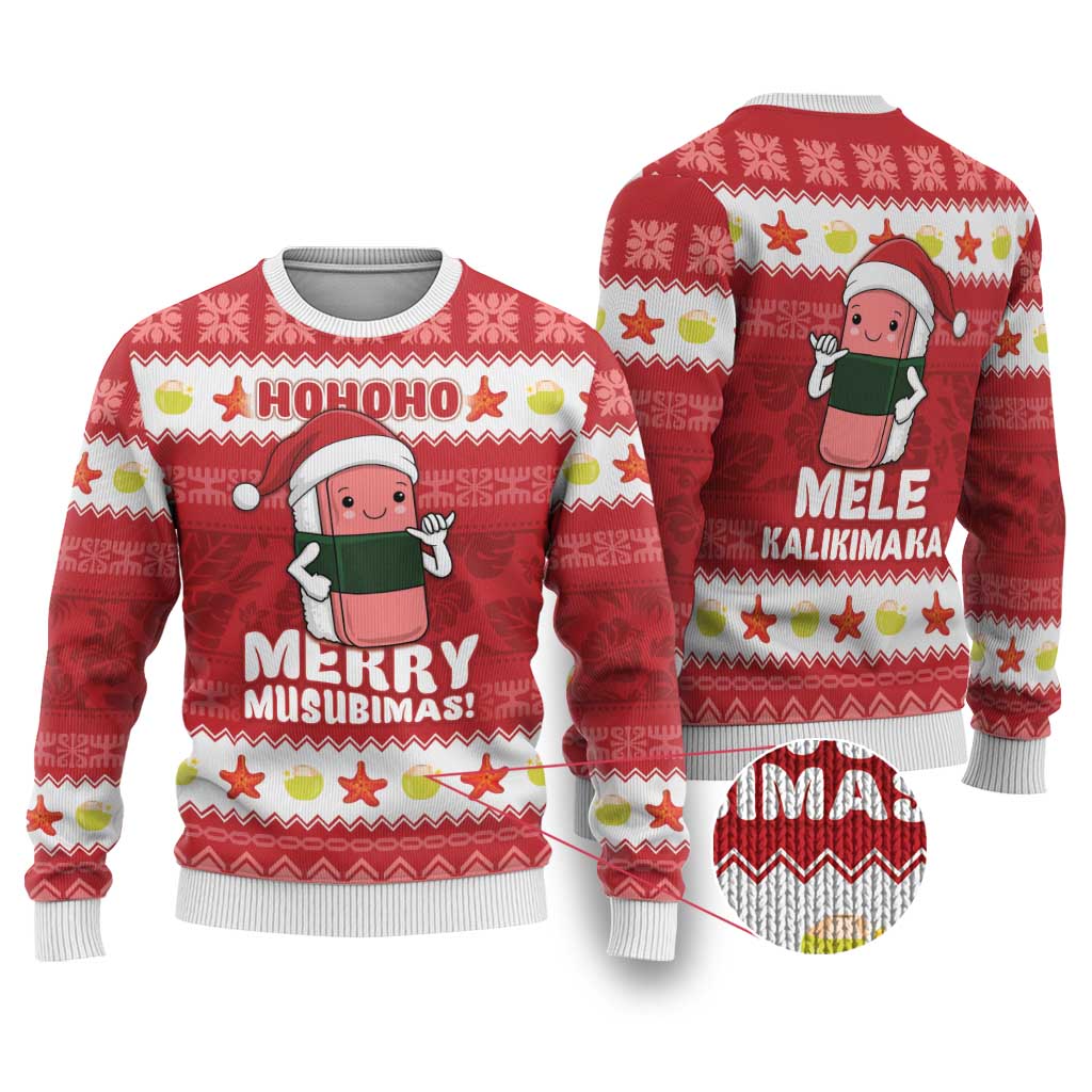 Hawaii Funny Christmas Ugly Christmas Sweater Spam Musubi Santa LT05 Red - Polynesian Pride