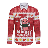 Hawaii Funny Christmas Long Sleeve Button Shirt Spam Musubi Santa LT05 Unisex Red - Polynesian Pride