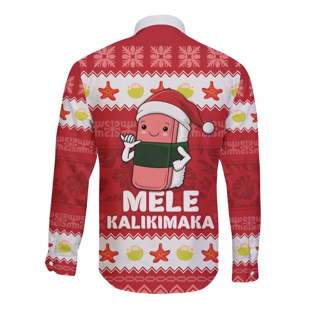 Hawaii Funny Christmas Long Sleeve Button Shirt Spam Musubi Santa LT05 - Polynesian Pride