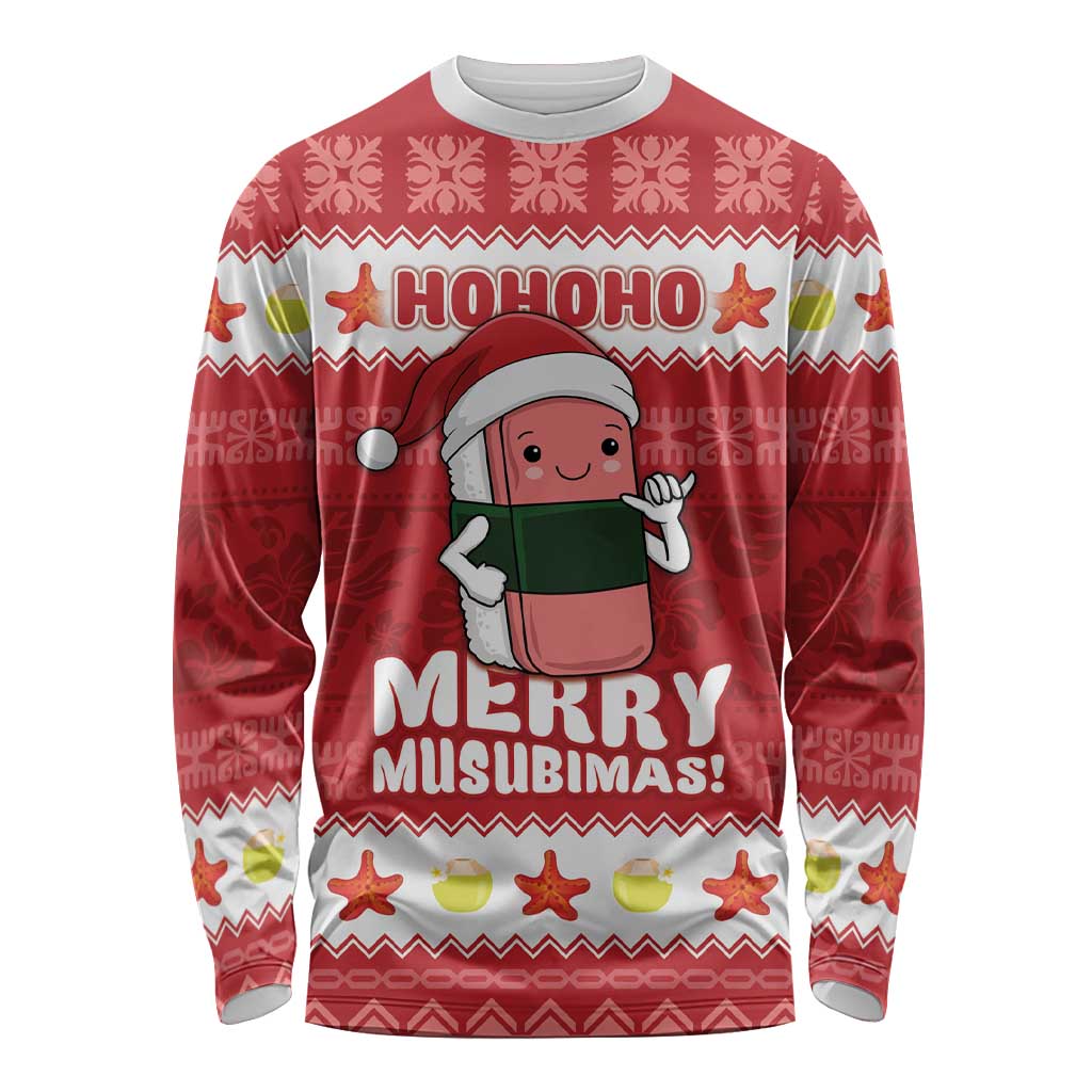 Hawaii Funny Christmas Long Sleeve Shirt Spam Musubi Santa LT05 Unisex Red - Polynesian Pride