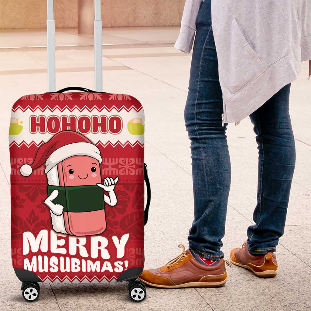 Hawaii Funny Christmas Luggage Cover Spam Musubi Santa LT05 Red - Polynesian Pride