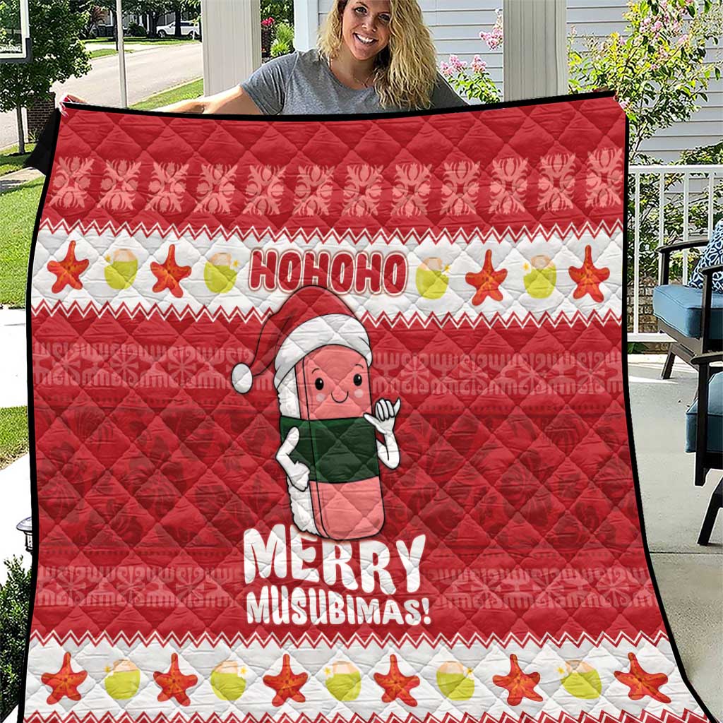 Hawaii Funny Christmas Quilt Spam Musubi Santa LT05 Red - Polynesian Pride