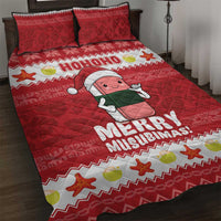 Hawaii Funny Christmas Quilt Bed Set Spam Musubi Santa LT05 Red - Polynesian Pride