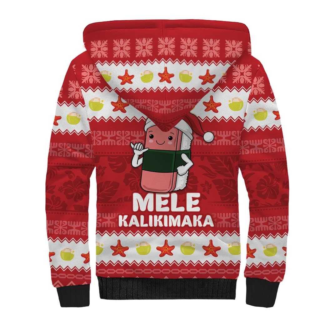 Hawaii Funny Christmas Sherpa Hoodie Spam Musubi Santa LT05 - Polynesian Pride