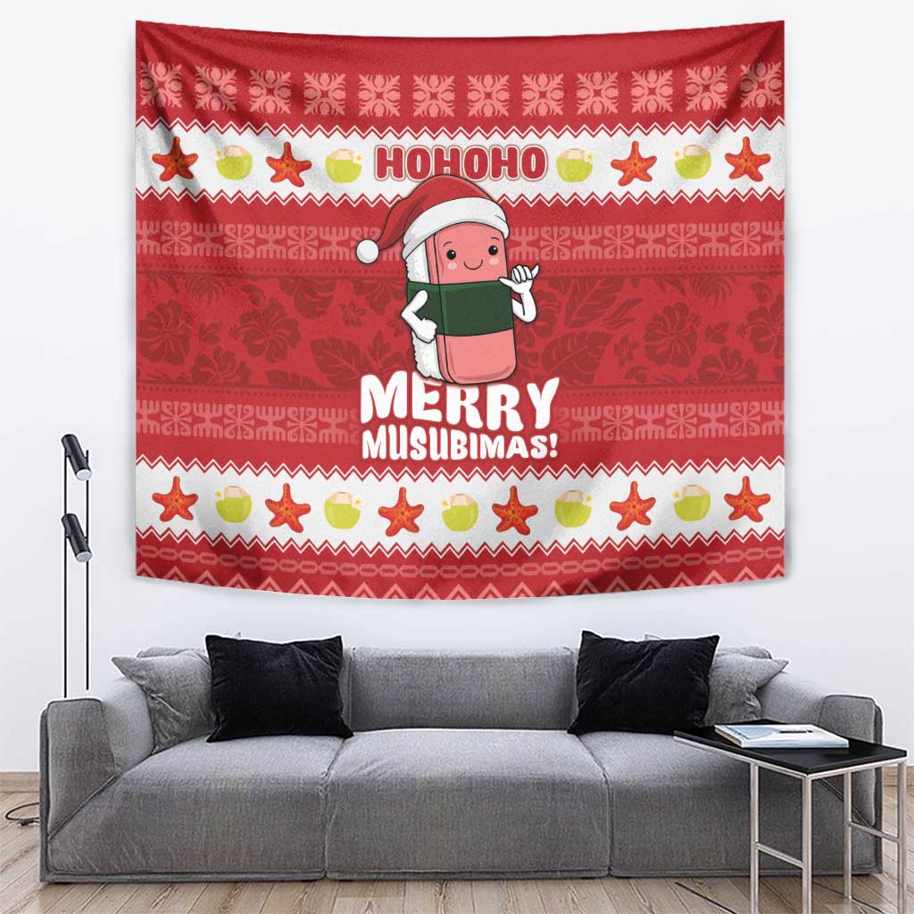 Hawaii Funny Christmas Tapestry Spam Musubi Santa LT05 Red - Polynesian Pride