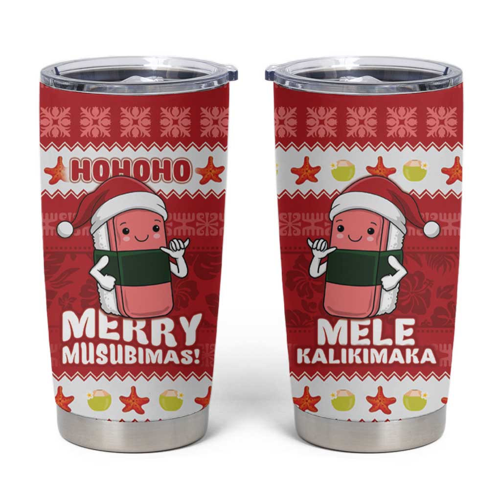 Hawaii Funny Christmas Tumbler Cup Spam Musubi Santa LT05 Red - Polynesian Pride