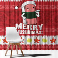 Hawaii Funny Christmas Window Curtain Spam Musubi Santa LT05 - Polynesian Pride
