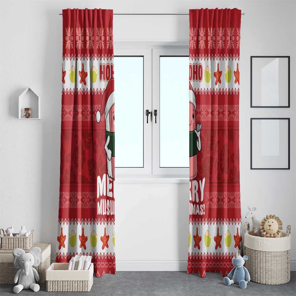 Hawaii Funny Christmas Window Curtain Spam Musubi Santa LT05 - Polynesian Pride